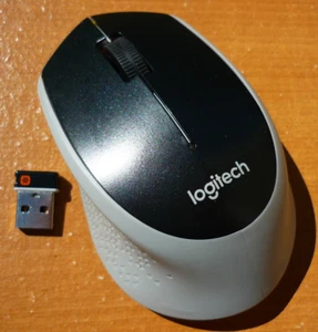Logitech M320 Wireless Mouse White & Metallic Black /w Unifying Receiver - Picture 1 of 7