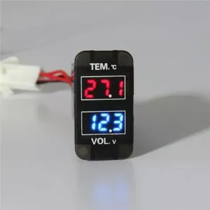 0~30V LED Dual Voltmeter Temperature Gauge 2 in 1 DC Voltage Temp Meter Red Blue - Picture 1 of 7