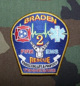 Original Braden TN Fire Department Station Two Embroidered Sleeve Patch - Picture 1 of 1