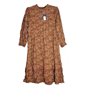 Universal Faden Kleid Damen XL braun Prärie Cottage Core Pandemie Rüsche XL - Bild 1 von 11