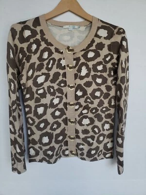 BODEN 女式 LEOPARD 印花圆领针织衫 CARDIGAN TAN US 6 — 第 1/4 张图片