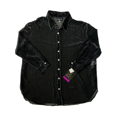 全新带标签 Vtg Lord & Taylor 束腰外衣衬衫女式 20 黑色透明闪亮玛瑙 Nite Glam — 第 1/4 张图片