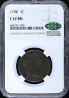 1798 1C Draped Bust Large Cent NGC F 12 BN CAC
