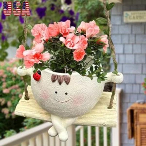 Hanging Planter Pot Resin Hanging Swing Chair Planter for Indoor Outdoor Plant - Picture 1 of 18