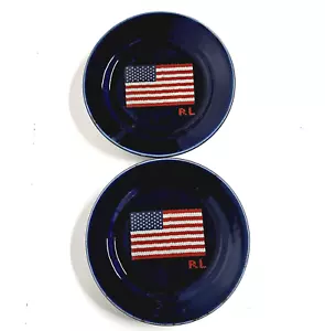 Ralph Lauren Bradfield Americana piatto antipasto insalata bandiera blu cobalto 8,5"x 2" - Foto 1 di 4
