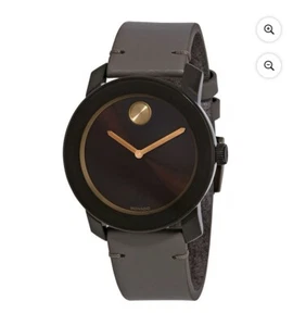 Movado Bold 3600455 Brown Dial  with Gray Leather Strap Men’s Watch NIB - Picture 1 of 4
