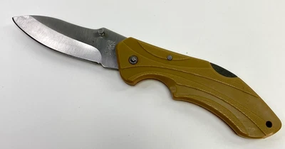 Frost NIGHT STALKER II TAN Lockback Stainless Steel Folding Pocket USA Knife K-1 - Image 1 of 4