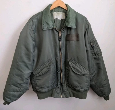 Chaqueta de Vuelo de Bombardero Ma-1 De Colección Para Hombres L USAF Fuerza Aérea Nylon Verde Hecha en Corea Foto 1 de 4