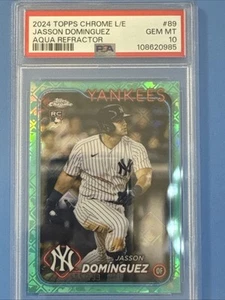 2024 Topps Chrome Logofractor Jasson Dominguez Aqua Refractor /199 RC PSA 10 - Picture 1 of 3