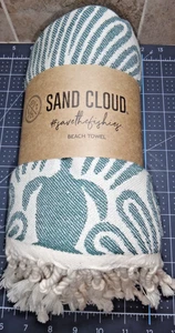 SAND CLOUD Beach Towel Boho CALLA Turtle DEEP OCEAN 37 X 67 INCH - Picture 1 of 4