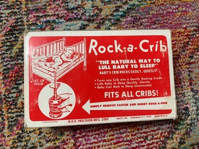 N.K.R. Precision MFG Corp Vintage Rock-a-Crib Set of 4 Baby Bed Casters Springs - Image 1 of 4