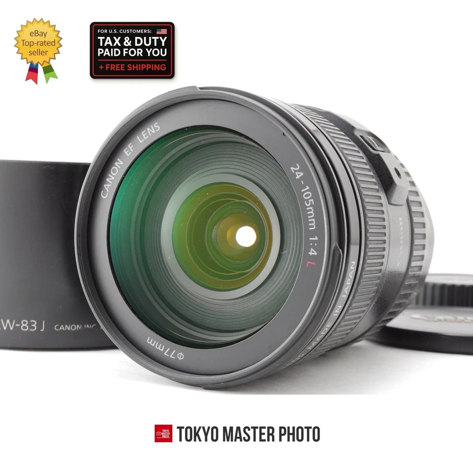 Canon EF 24-105mm F/4 L IS USM Lens [Near MINT w/Hood] US DUTY PAID #2683 - Image 1 of 4
