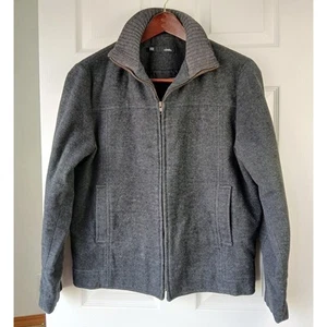 Conwell by H&M Men's Grey Wool Bomber Jacket size 40 zipper pockets repaired - Picture 1 of 18