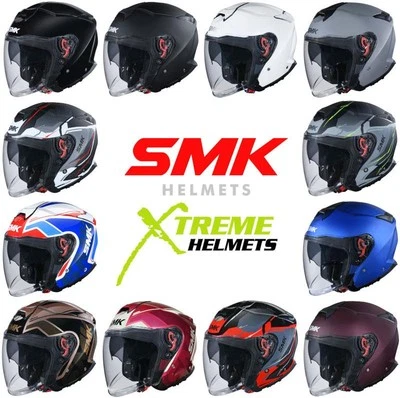 SMK GTJ Helmet Open Face Lightweight Moisture Wicking Inner Shield DOT XS-2XL - Image 1 of 2