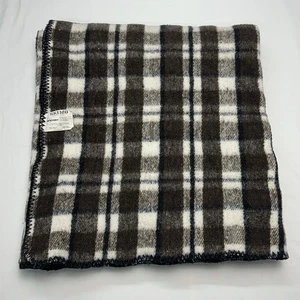 Vintage Brown Plaid Throw Blanket Skimo Catrero Polyester Acrylic Blend 77”x53” - Picture 1 of 3
