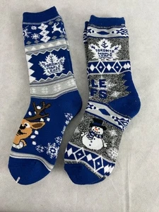 Toronto Maple Leafs Men's Ugly Christmas Sweater Crew Large Socks 2 Pairs - Picture 1 of 2