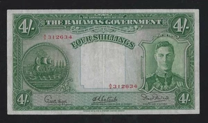 Bahamas 4 Shillings 1936  P-9 VF++ - Picture 1 of 2
