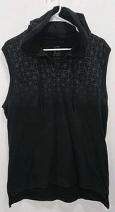 Herren Guess ärmelloses Muskelshirt mit Kapuze geometrisch schwarz Gr. XL runder Rücken - Bild 1 von 9