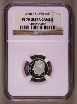 2010-S Silver Roosevelt Dime NGC PF70 Ultra Cameo ***RARE ORIGINAL COIN*** - Image 1 of 4
