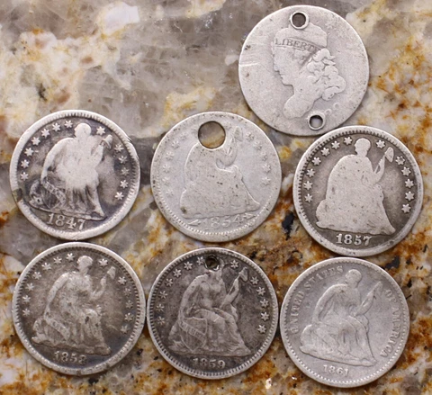 1829 liberty cap half dime/1847-61 Seated Half dime Cover