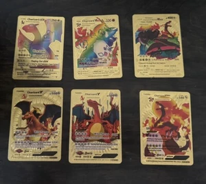 Pokémon Charizard Gold Foil Lot 6 Cards Fan Art - Picture 1 of 8