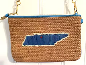 NEW NWOT Draper James loves Nashville Tennessee TN straw crossbody clutch bag - Picture 1 of 4