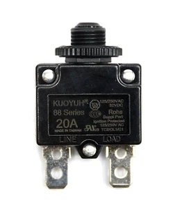 100pc 20A Circuit Breaker 88 series 125/250VAC 50/60Hz UL TUV VDE KUOYUH Taiwan - Picture 1 of 4