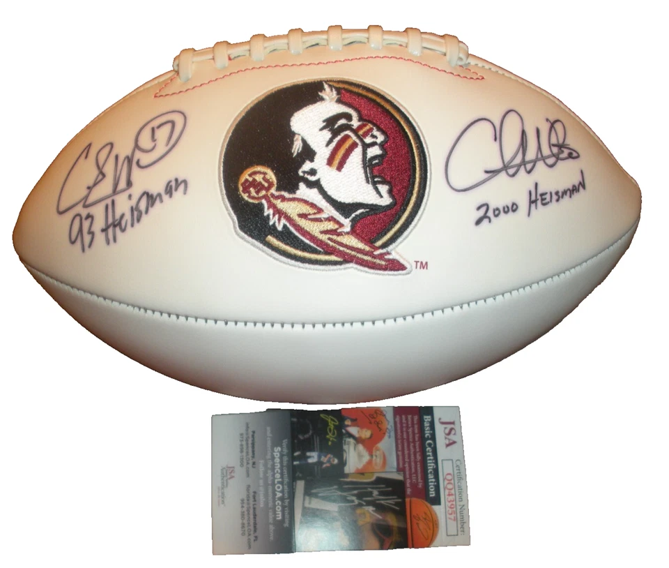 CHARLIE WARD CHRIS WEINKE FLORIDA ESTADO SEMINOLES ÚLTIMO 1 FÚTBOL FIRMADO JSA/COA Foto 1 de 1