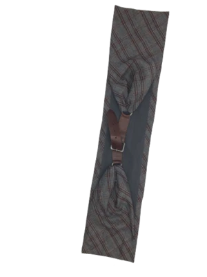 $395 Brunello Cucinelli Hombres Formal Gris A Cuadros Ajustable Clásico Seda Cummerbund Foto 1 de 3