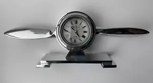 Clock Cast Metal Airplane Propeller Aviation Quartz Art Deco Style Working - Picture 1 of 9
