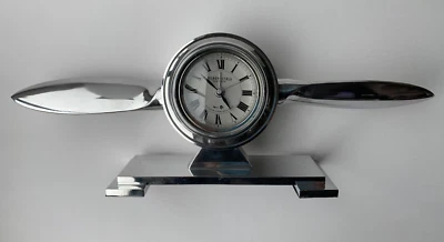 Clock Cast Metal Airplane Propeller Aviation Quartz Art Deco Style  Working - Image 1 of 4
