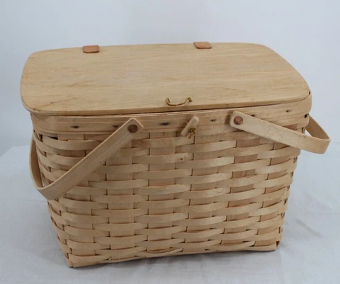 Longaberger Basket Large Picnic Lid Warm Brown 1999 Cover