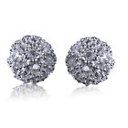 Simulated Diamond Round Ball Stud Micropave Earrings Solid 925 Sterling Silver