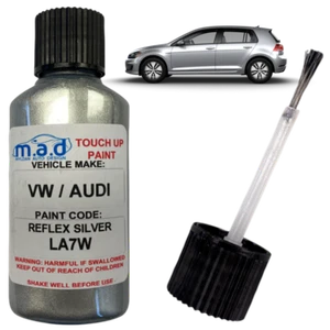 VW Reflex Silver LA7W Touch Up Kit Bottle Brush Repair Paint Chip Scratch 30ML - Picture 1 of 11