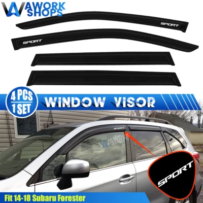 Fits 14-18 Subaru Forester Window Visors Guard Rain Shade Vent w/ White Sport Foto 1 de 4