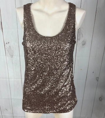 Camiseta sin mangas Guess marrón topo bronce lentejuelas tejido - talla grande Foto 1 de 4