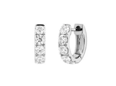 14K White Gold 0.50Ct Round Cut GH/VS LAB-Grown Diamond Women's Huggie Earrings - Image 1 of 4