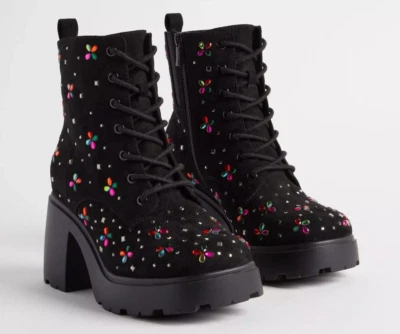 Torrid Betsey Johnson Micro Stones Heel Combat Boots size 6 (WW - WIDE WIDTH) - Image 1 of 4