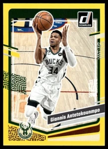2023-24 Donruss Yellow Flood #188 Giannis Antetokounmpo Milwaukee Bucks - Picture 1 of 2