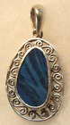 Vintage Boho Hippie Blue Opal Pendant 8.6 Grams Sterling 925 Silver 1.75" L