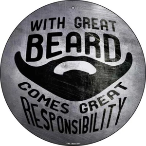 With Great Beard Novelty Round Circular Metal Sign 12" Home Garage Wall Decor - Picture 1 of 1