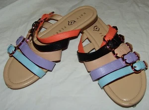 Katy Perry Slip On Sandals Shoes Summer Multi-Color Straps Strappy Pastel - Picture 1 of 10