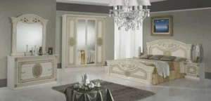 Luxury Katia Italian 4 Door Wardrobe Bedroom Set High Gloss Beige Offer Price - Picture 1 of 6