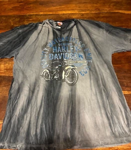 Camiseta para hombre Harley Davidson gris gráfico/azul marino blanqueada tye XL Boston, Ma. - Imagen 1 de 8