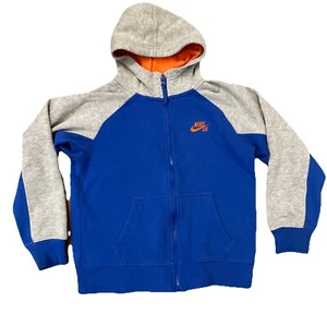 Nike SB Jacket Youth Medium Blue Hooded Full Zip Outdoor Skater Activewear Kids - Picture 1 of 12