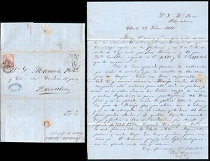 Tarragona - Edi o 144 - Carta fechada en Cherta puesta al correo en Barcelona - Imagen 1 de 1