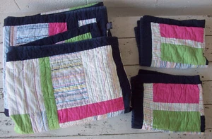 Nautica Queen Patchwork Quilt+2 Standard Shams~Cotton~Reverses to Indigo Blue - Picture 1 of 6