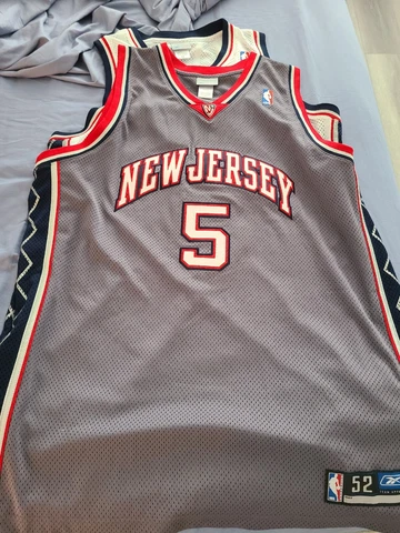 Reebok Vintage Authentic New Jersey Nets Jason Kidd Jersey 52 2xl Xxl Gray Grey Cover