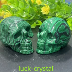 2'' Green Malachite Quartz Hand Carved Crystal skull Reiki Healing1pc,43L7 - Foto 1 di 13