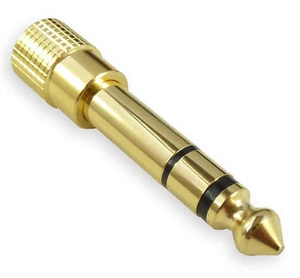 GOLD Stereo Headphone Adapter 3.5mm Female to 6.35mm 1/4 Jack Plug Connector - Picture 1 of 2